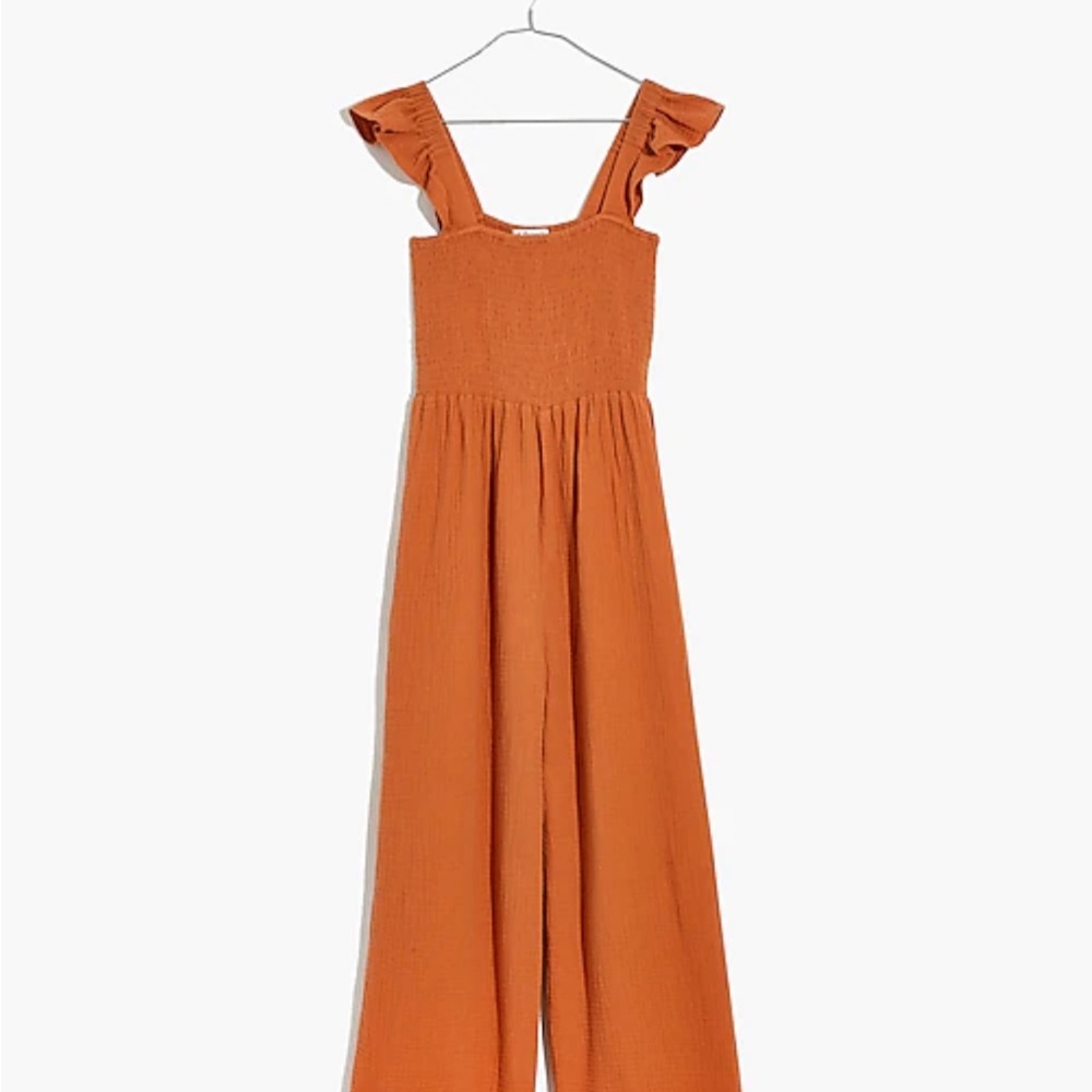 Madewell Burnt Orange Light Spun Lucie Flutter Sleeve Jumpsuit - Picture 2 of 5